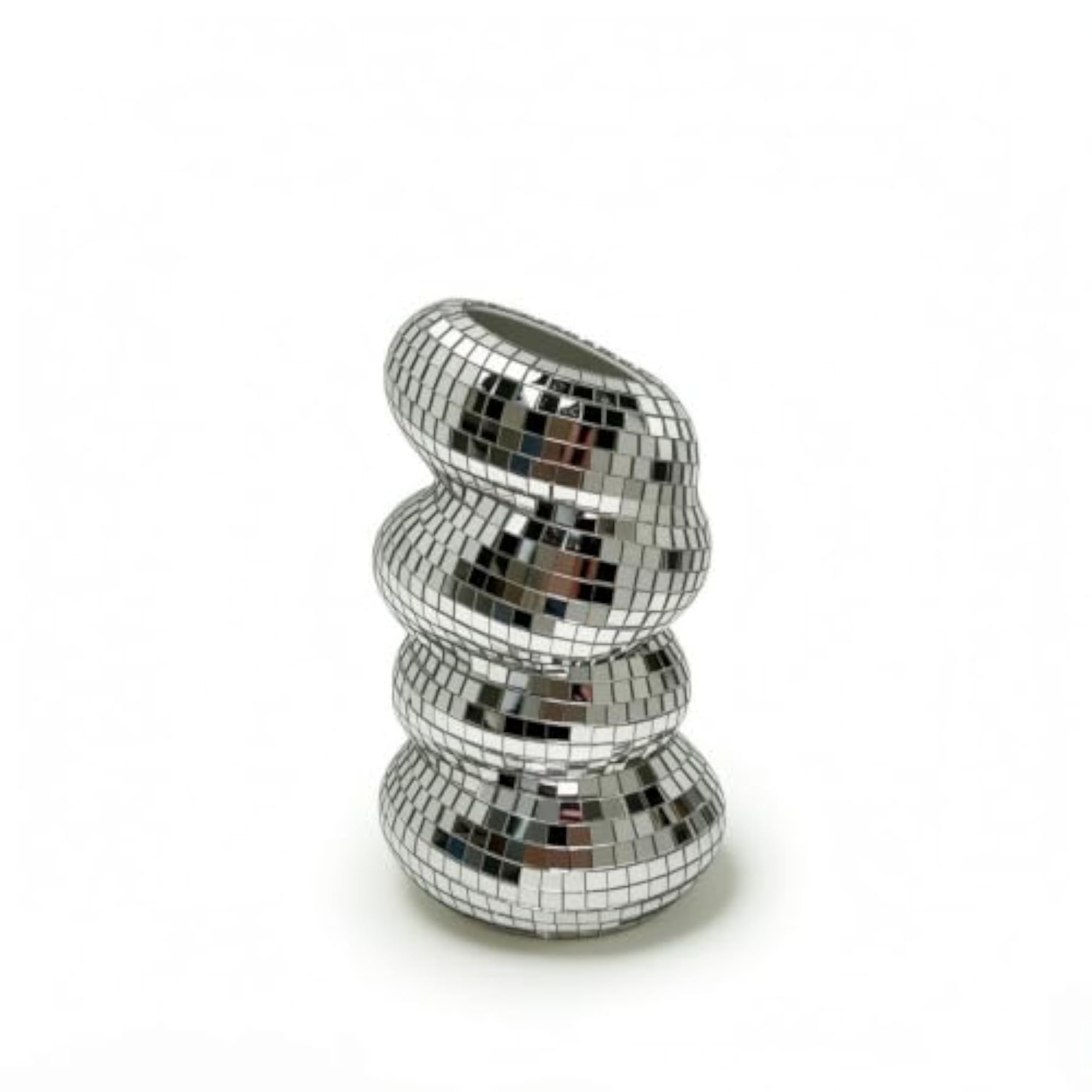 Mirrored Mosaic Silver Holder for Makeup Brushes, Decorative